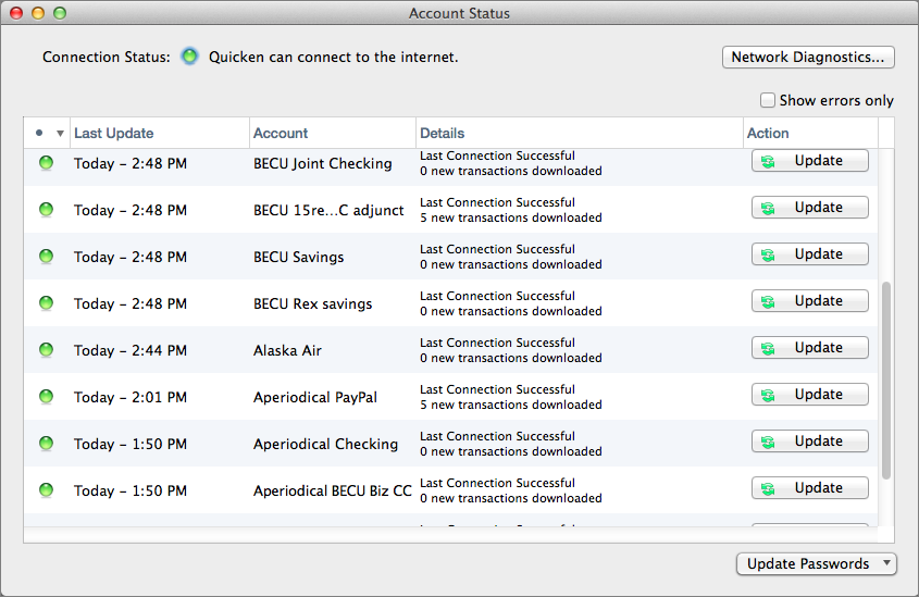 error 264 when downloading transactions in quicken for mac 2015